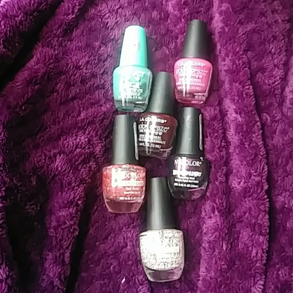 6nail polishes 3 from(L.A Colors) 3 from (NUCOLOR)